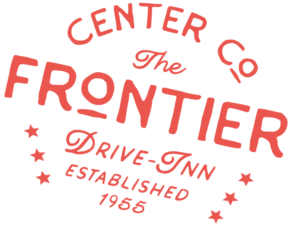 Red circular logo that says Center CO, The Frontier Drive-Inn, established 1955.